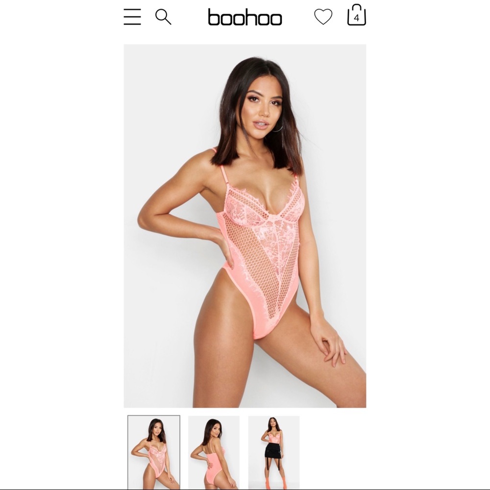 Coral Boohoo Bodysuit
